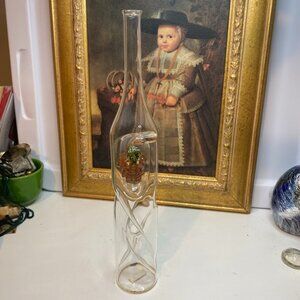 Hand Blown Twisted Grape Front Cluster Bottle 12.5”H Decorative